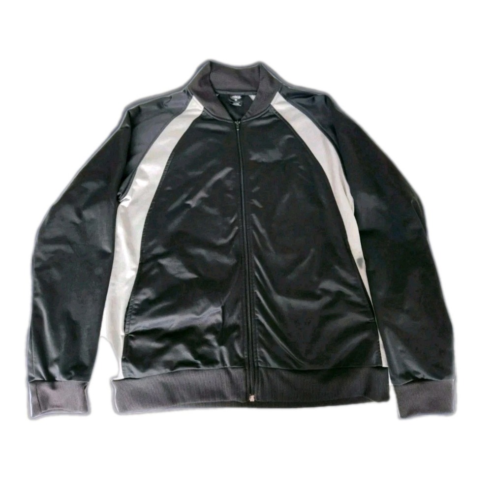 Vintage BCG Men's XL Full-Zip Black/White Colorblock Windbreaker Jacket Retro